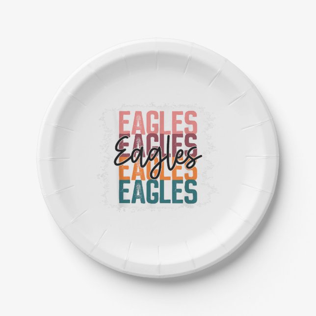 Eagles School Sports Fan Team Spirit  Paper Plate (Front)