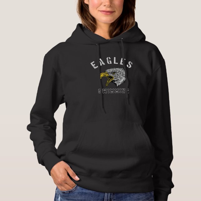 Eagles Swimming School Spirit Team Mascot Game Nig Hoodie (Front)