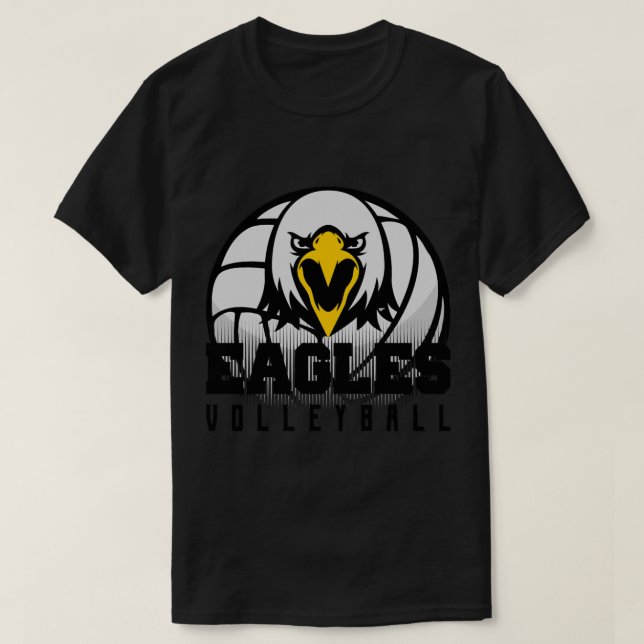 Eagles Volleyball Mascot Logo  T-Shirt (Design Front)