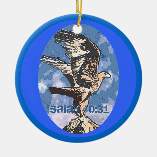 Eagles Wings - Isaiah 40:31 Ceramic Tree Decoration (Front)