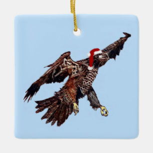 Eaglet E9 says, I FLEW! Christmas Ornament colour 