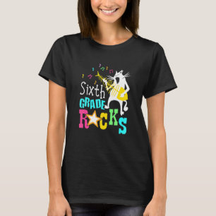 Eam Sixth Grade Rocks 6h Grade Cat Playing Guitar T-Shirt