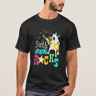 Eam Sixth Grade Rocks 6h Grade Cat Playing Guitar T-Shirt