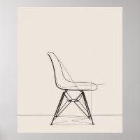 Eames Mid century modern minimalist black line art