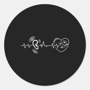 Ear Heartbeat Hand sign language hearing loss awar Classic Round Sticker