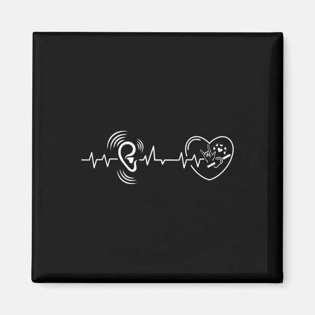 Ear Heartbeat Hand sign language hearing loss awar Magnet (Front)