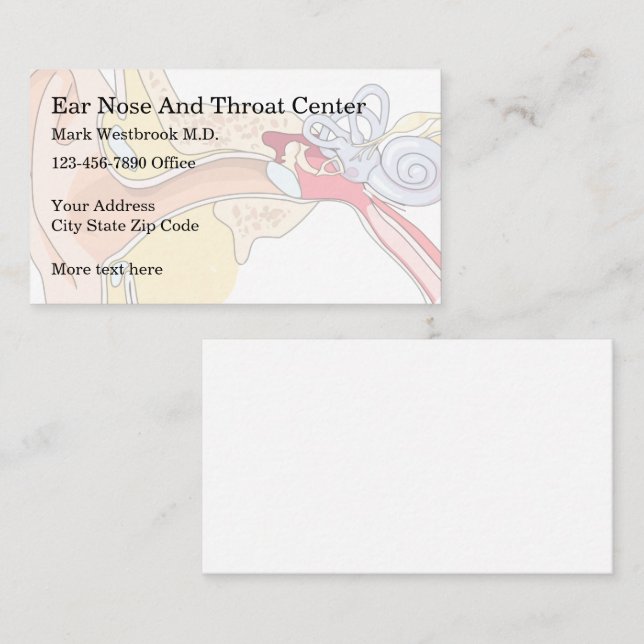 Ear Nose And Throat Doctor Ent Background Business Card (Front/Back)