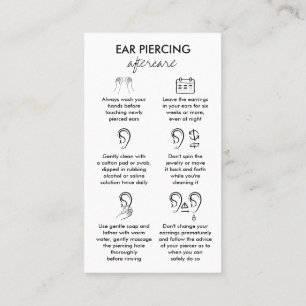 Ear Piercing Care Instruction Business Card