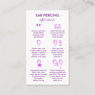 Ear Piercing Care Instructions Extensions Business Card