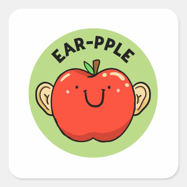 Ear-pple Fruit Apple Pun Sticker (Front)