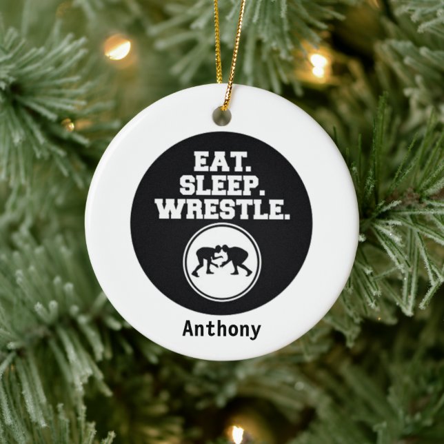 Ear, Sleep & Wrestle Christmas Ceramic Tree Decoration (Tree)