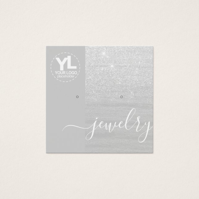 Ear Studs Display Glamour Silver Glitter Glam (Front)