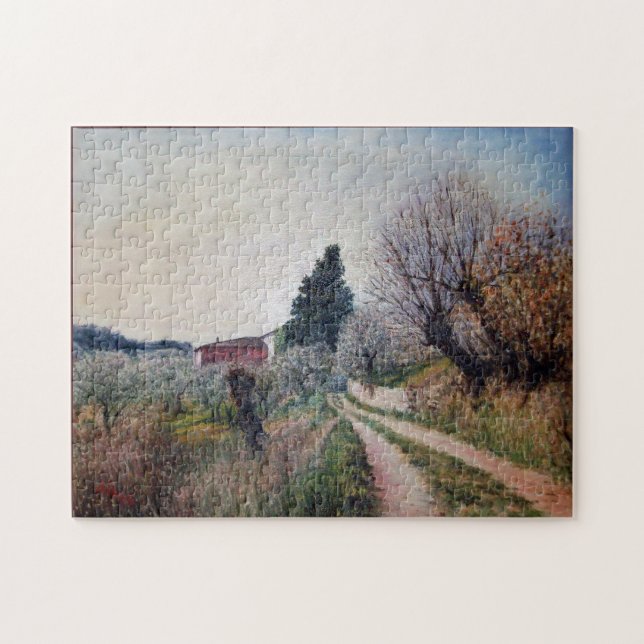 EARLIEST SPRING IN VERNALESE / Tuscany Landscape Jigsaw Puzzle (Horizontal)
