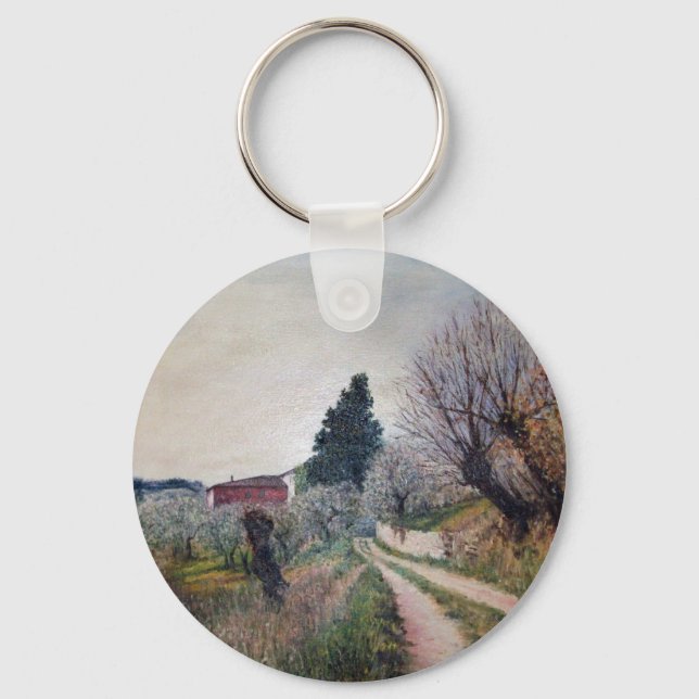 EARLIEST SPRING IN VERNALESE / Tuscany Landscape Key Ring (Front)
