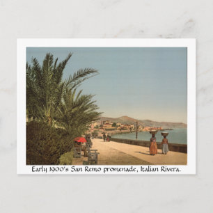 Early 1900's Italy, Promenade at San Remo  Postcard