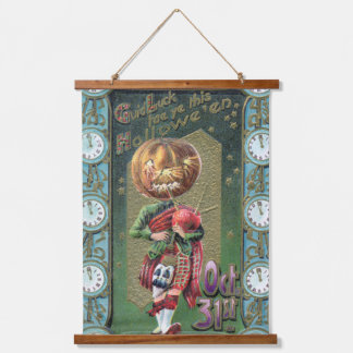Early 1900s Vintage Halloween Greetings Hanging Tapestry