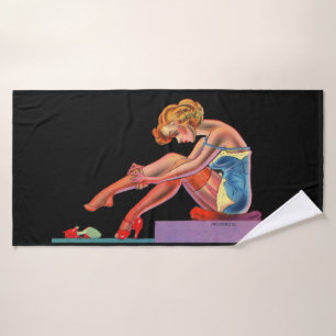 early 1940s Delightful pin-up girl Bath Towel Set