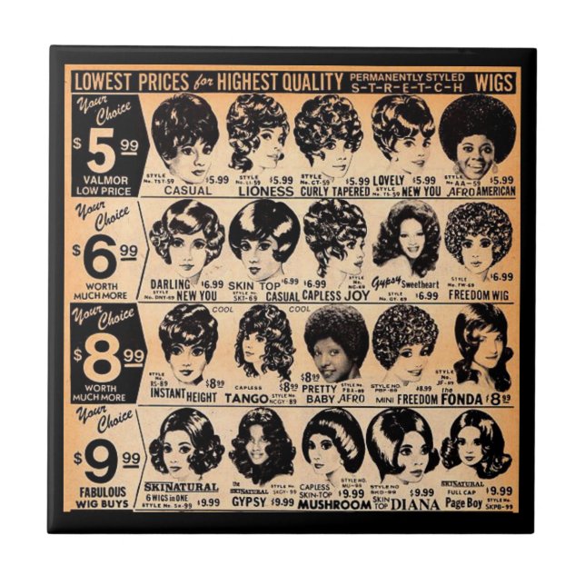 early 1970s wig advertisement tile (Front)