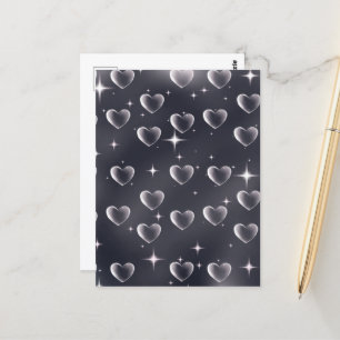 Early 2000s Black And White Heart Old School Art Postcard