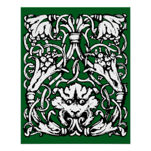Early 20th Century Knotwork Lion Poster