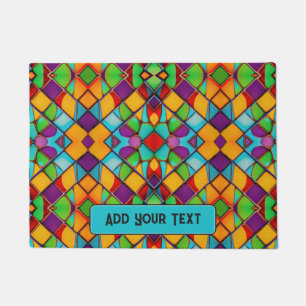 Early 20th Century Stained Glass Decor - add text Doormat