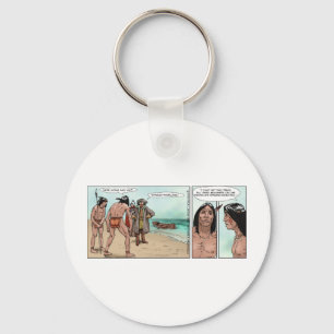 Early American Settlers Offbeat Cartoon Gifts Key Ring