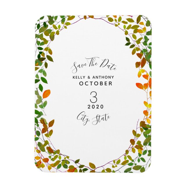 Early Autumn Botanical Wedding Save The Date Magnet (Vertical)