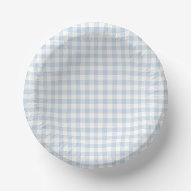 Early Autumn Classic Gingham | Dusty Blue Paper Plate (Front)