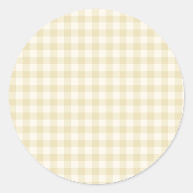 Early Autumn Classic Gingham | Golden Wheat  Round Sticker (Front)