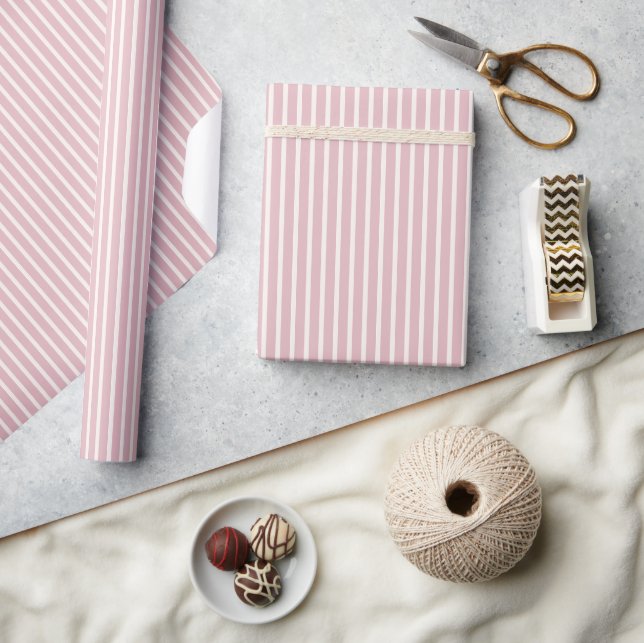 Early Autumn Refined Stripes | Muted Rose Wrapping Paper (Crafts)