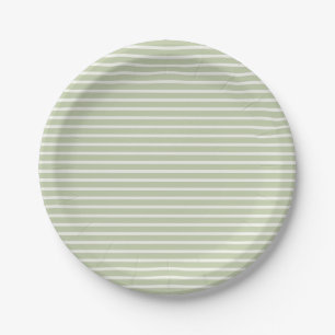 Early Autumn Refined Stripes Soft Olive ll Paper Plate