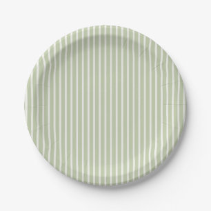 Early Autumn Refined Stripes Soft Olive Paper Plate