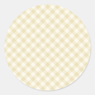 Early Autumn Retro Gingham   Golden Wheat  Classic Round Sticker