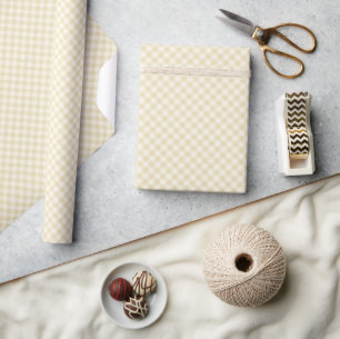 Early Autumn Retro Gingham Golden Wheat Wrapping Paper