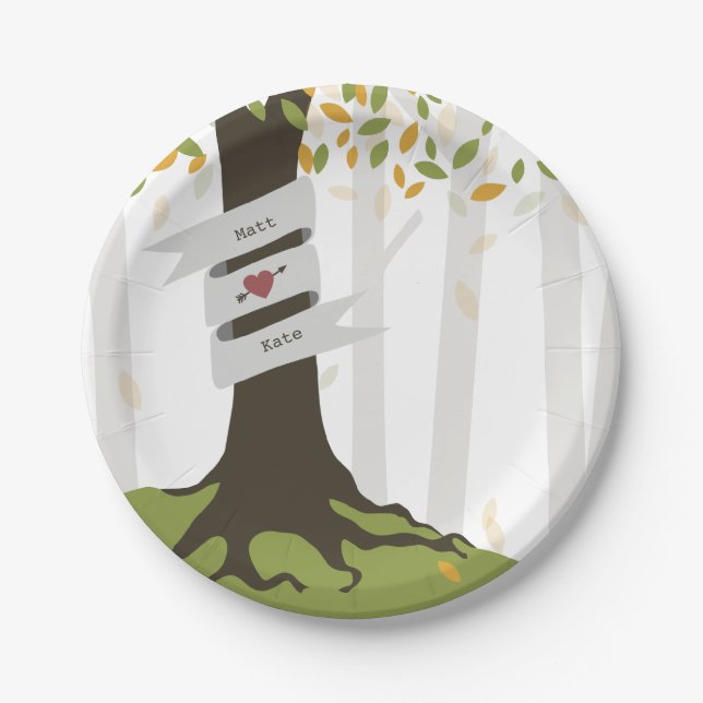 Early Autumn Woodland Wedding Paper Plate (Front)