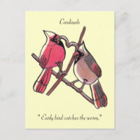" Early bird catches the worm."Postcard