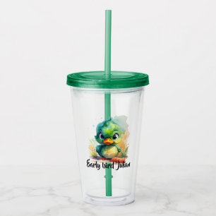Early bird, kleine grüne Ente fängt den Wurm Acrylic Tumbler