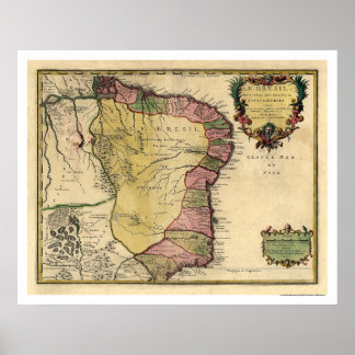Early Brazil Map 1719 Poster