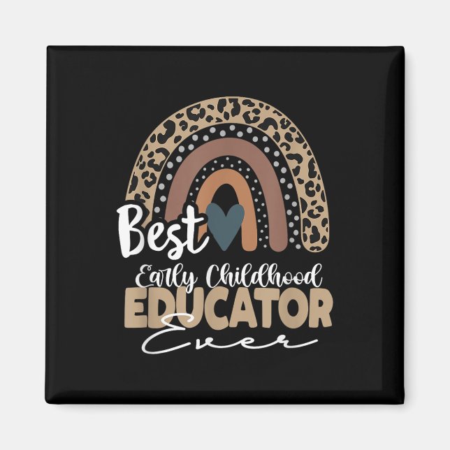 Early Childhood Educator, Boho Rainbow Teacher App Magnet (Front)