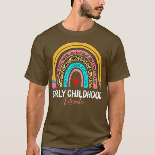 Early Childhood Educator Leopard Rainbow Back To S T-Shirt