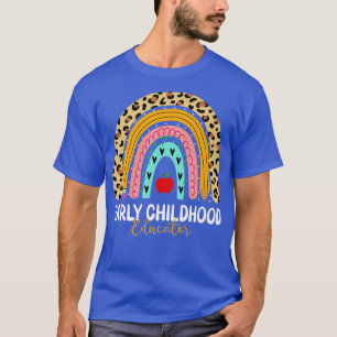 Early Childhood Educator Leopard Rainbow Back To S T-Shirt