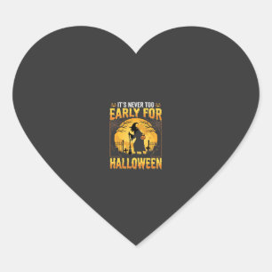 Early for Halloween Witch Graveyard Vintage Design Heart Sticker