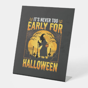 Early for Halloween Witch Graveyard Vintage Design Pedestal Sign