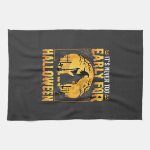 Early for Halloween Witch Graveyard Vintage Design Tea Towel