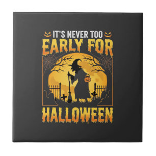 Early for Halloween Witch Graveyard Vintage Design Tile