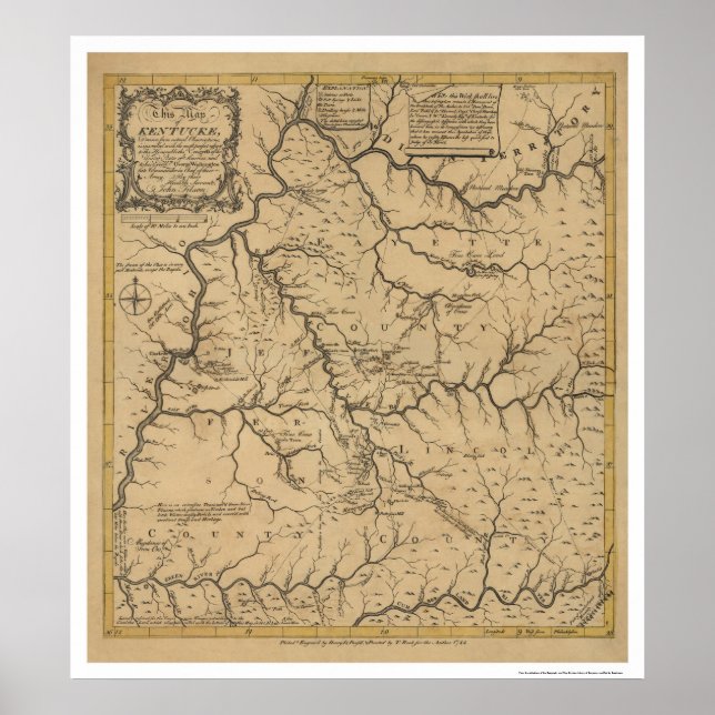 Early Kentucky Map - 1784 Poster (Front)
