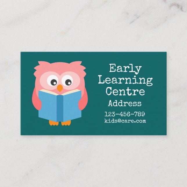 Early Learning Daycare colourful owl Business Card (Front)