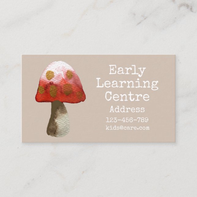 Early Learning Daycare mushroom Business Card (Front)