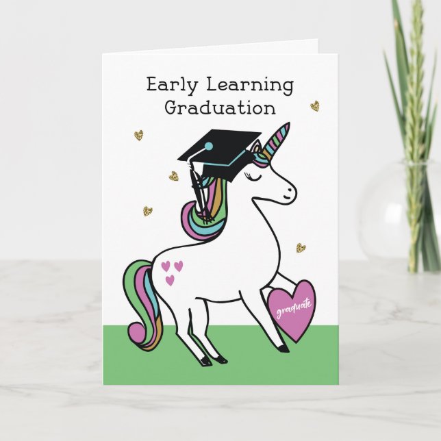 Early Learning Graduation Congratulations Unicorn  Card (Front)