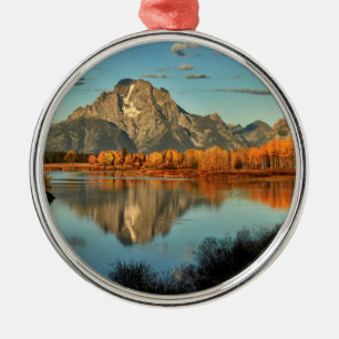 Early Light In Wyoming at Oxbow Bend Metal Tree Decoration